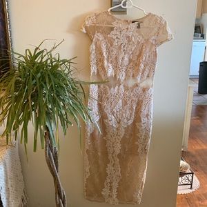 Nude Lace Midi Dress